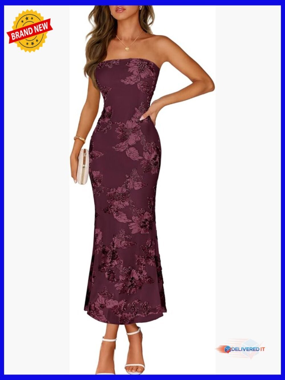 Strapless Maxi Dress Bodycon Formal Wedding Guest Cocktail Party